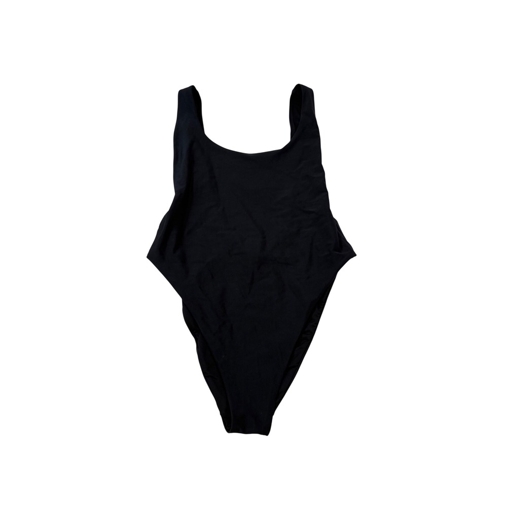 Aerie One Piece Swimsuit Large Black Low Back Minimalist Basic Vacation Beach